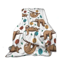 Cute Sloth Ultra-soft Cozy Flannel Blanket For Bed Couch Chair Car Living Room Winter Bedroom Decorative
