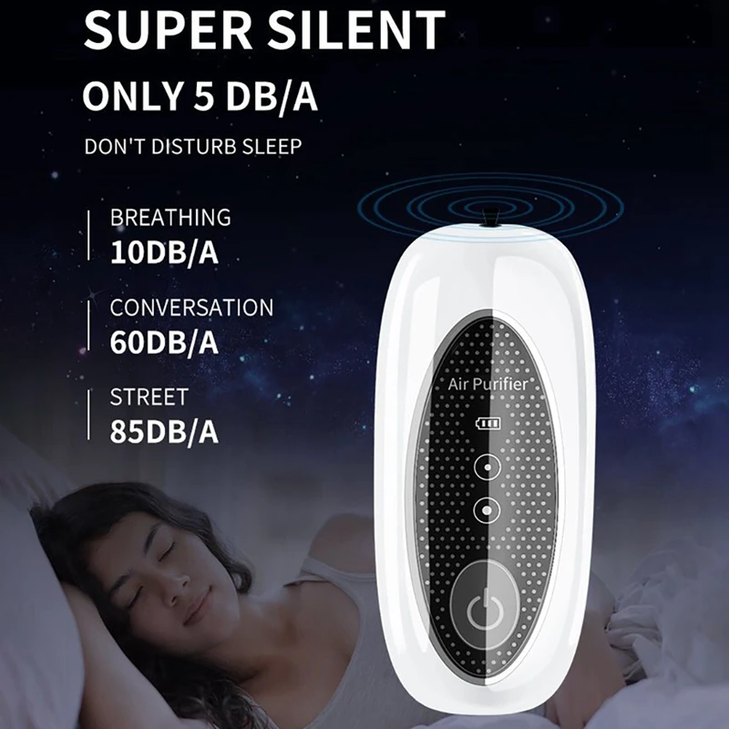

2 Pcs Personal Wearable Mini Portable 1100MAh Battery Negative Ion Lavalier Hanging Neck Air Purifier