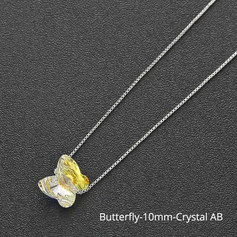 Butterfly AB-10mm Украшенные кристаллами подвеска Сваровски ожерелья красочные бусины для женщин Свадебные офисные ювелирные изделия простая Мода - Окраска металла: Butterfly AB-10mm