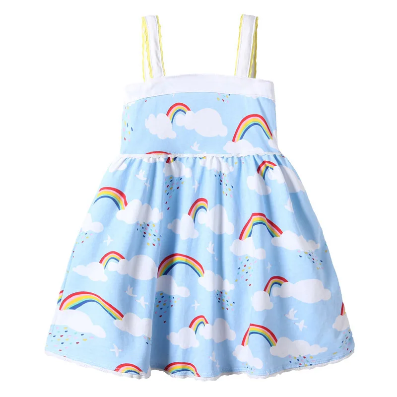 

Little maven Baby Girls Sleeveless Dress for New Year 2022 Pretty Rainbow Cloud Clothes Casual Cotton Comfort Dress for Kids
