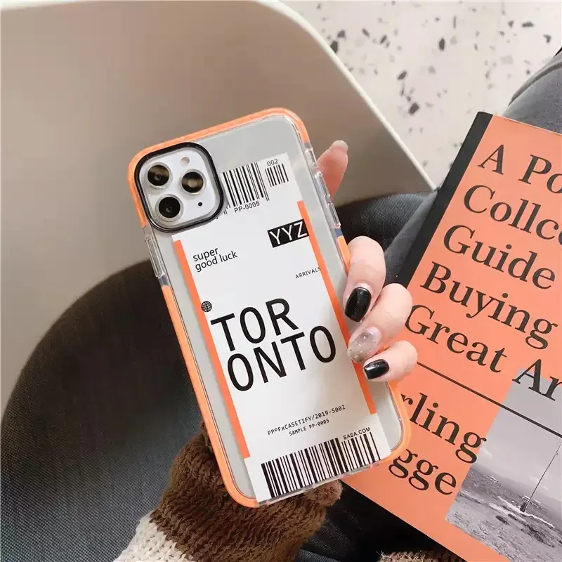 ins US City Label Bar code Phone Case For iPhone 11 Pro Xs MAX XR X 6 s 7 8 plus Simple letter new York Clear soft silicon Cover | Мобильные