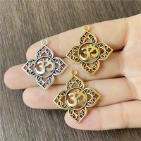 junkang 2 color alloy material hollow yoga logo pendant diy necklace jewelry connector making amulet accessories