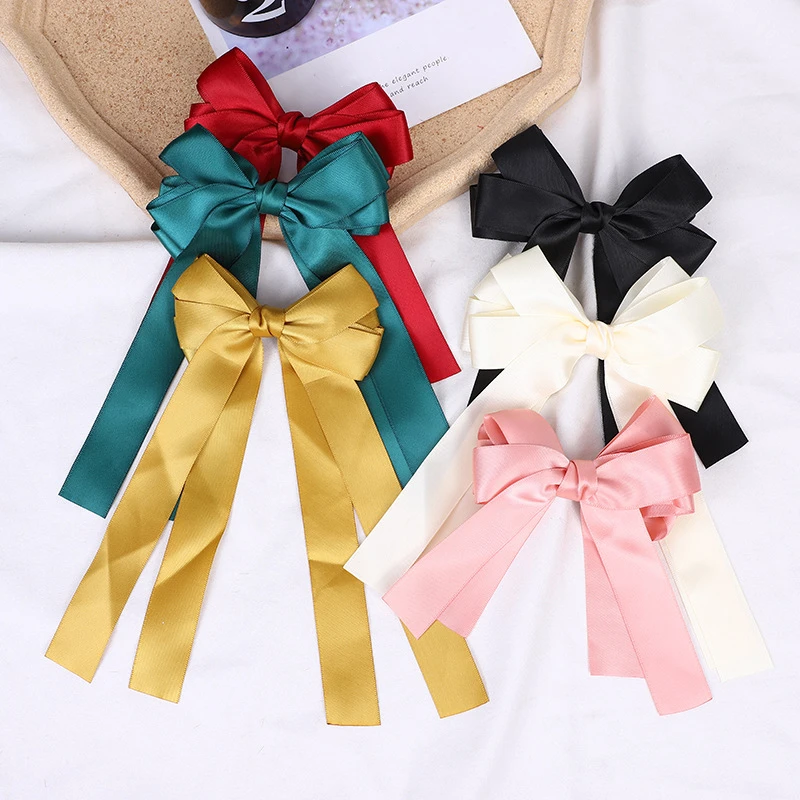 

Korean Style Bowknot Satin Hair Clips Big Butterfly Bow Ties Accessories Kids Girls Cute Hairpins Headwear Solid Color Barrettes