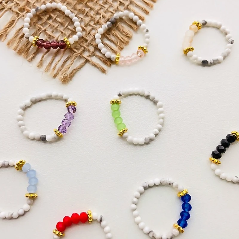 Женское кольцо из нержавеющей стали регулируемое с натуральным камнем 2021|Кольца|