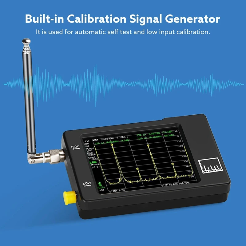 

Handheld Tiny Spectrum Analyzer TinySA 2.8Inch Press Screen, 0.1MHz- 960MHz MF/HF/VHF UHF Input, Signal Generator