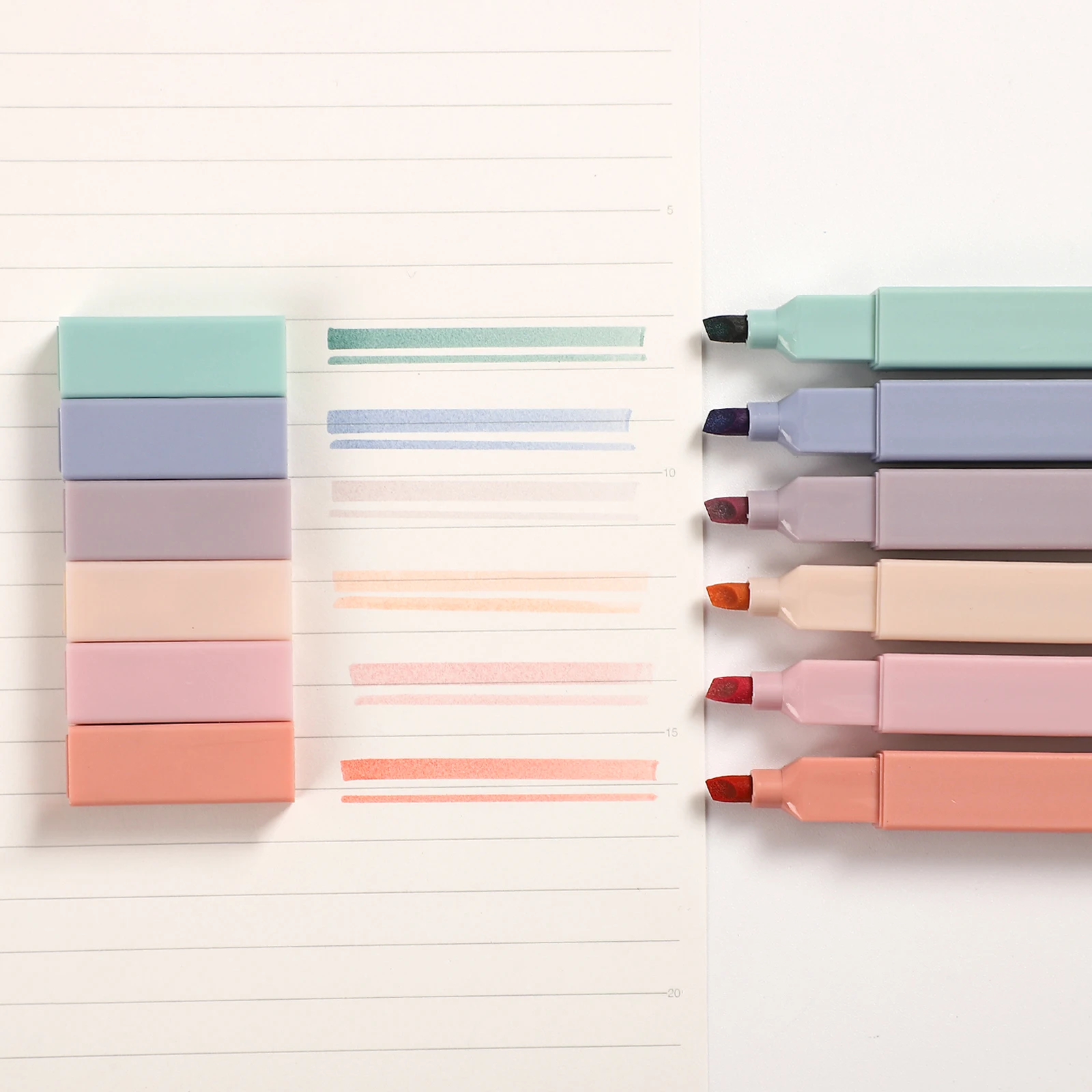 

6pcs/set Soft Tip Highlighter Light Color Kawaii Marker Pen DIY Photo Album Journal Fluorescent Pen Student Stationery