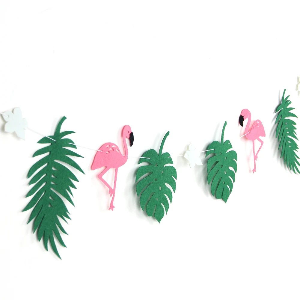 Flamingo Leaf Hanging Garland Decorations Summer Hawaiian Birthday Party Banner For Luau Tropical Beach Carnival Supply | Дом и сад