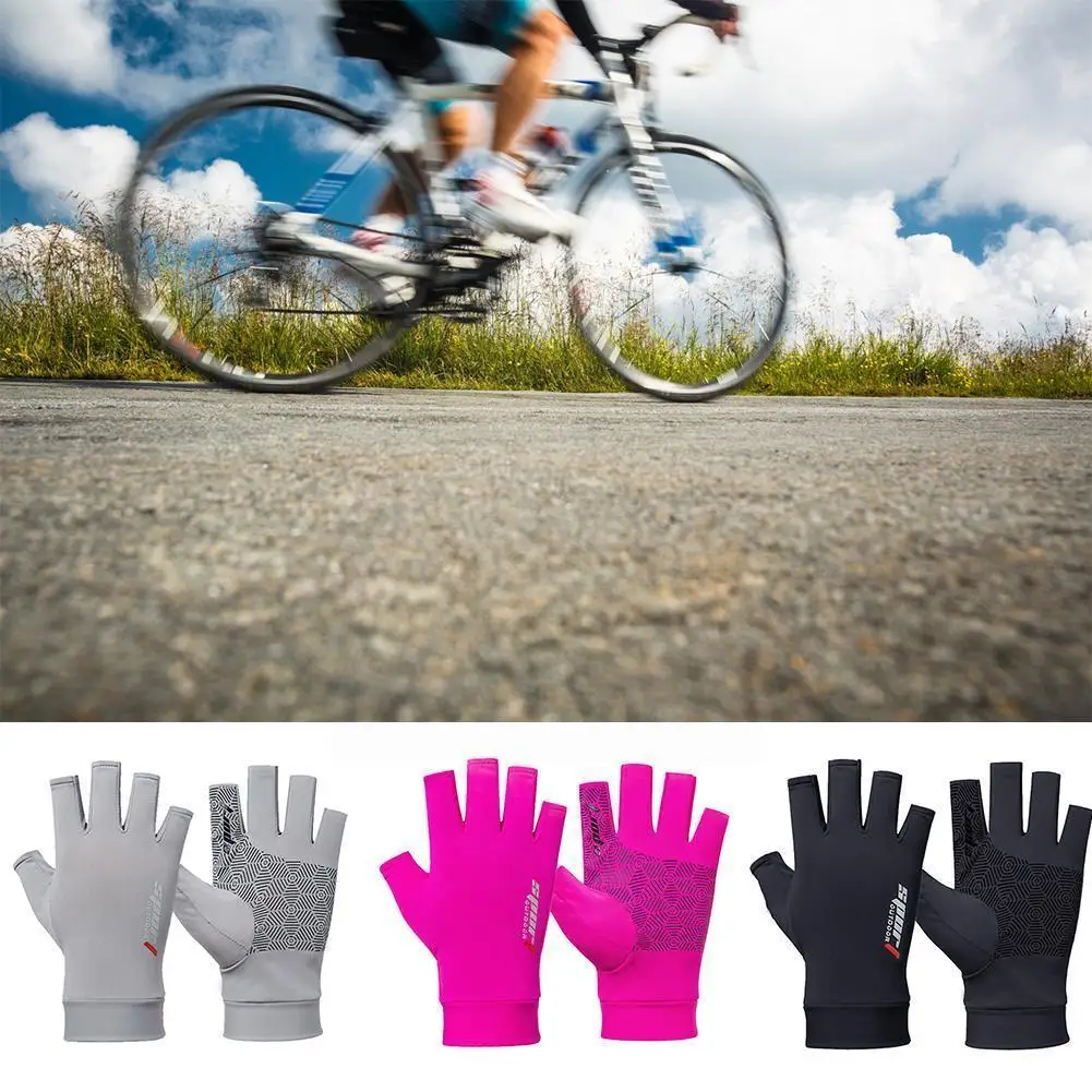 

Anti-uv Men Women Fishing Gloves Spring Summer Ice Breathable Cool Antiskid Sunscreen Gloves Cycling Open/half Fingers Spor H7s4