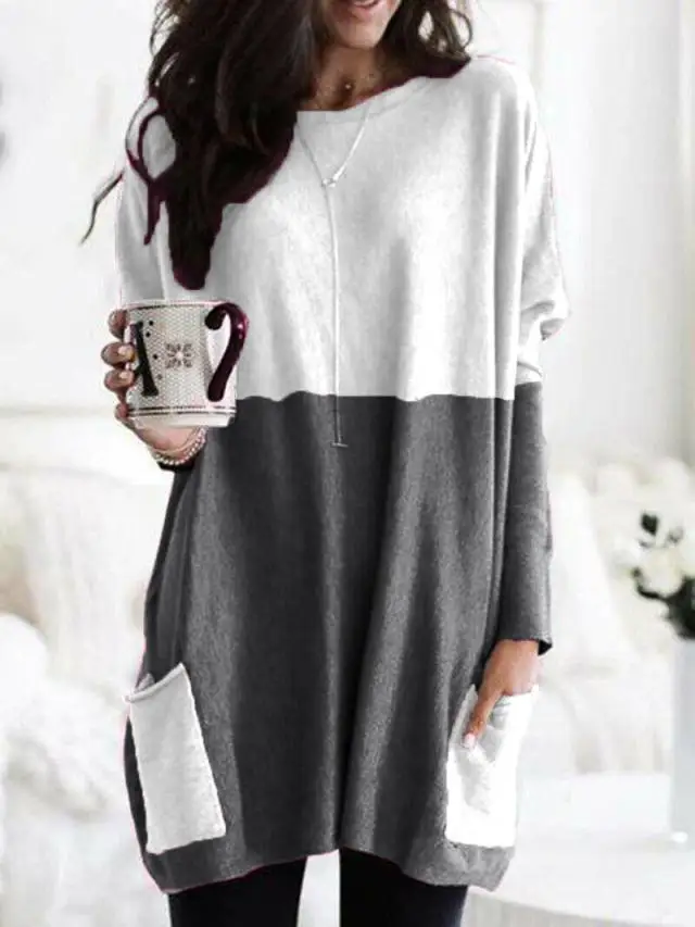 

Europe And America Autumn Long Sleeve Casual Pocket Top Women's Wear