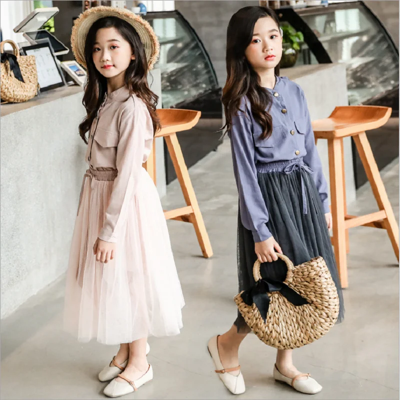 Весенняя модная детская одежда платье принцессы для девочек комплекты с юбкой