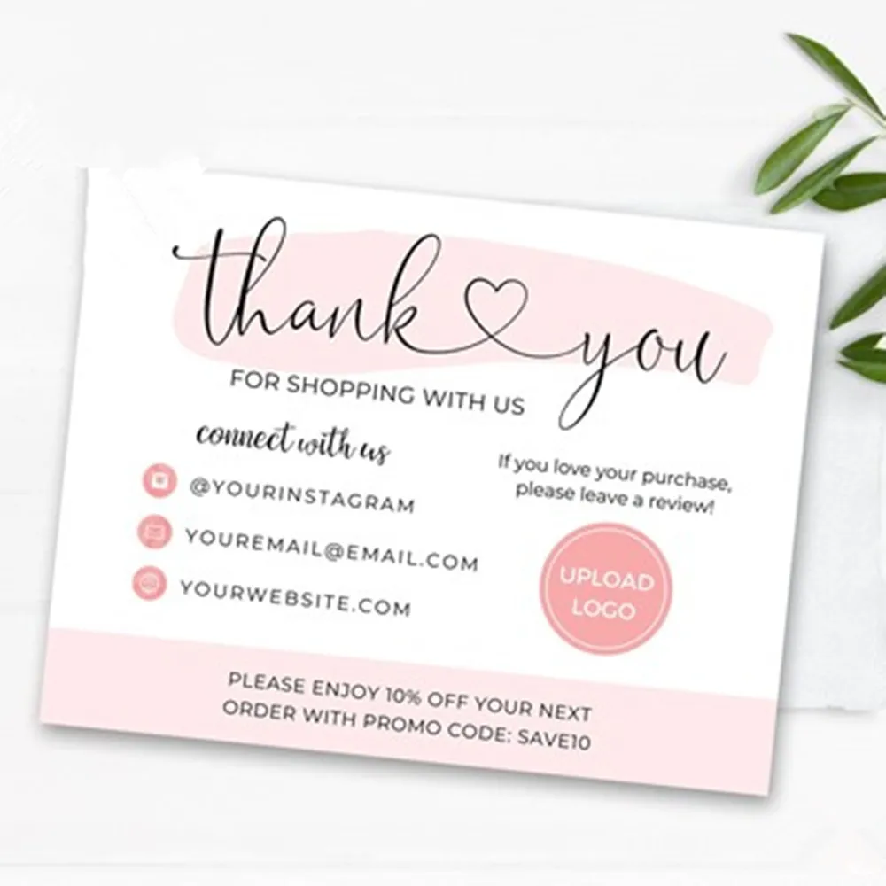 

Personalize Logo Business Name Card， Custom Text Social Medial CardBusiness Thank You Cards, Thank You For Your Business