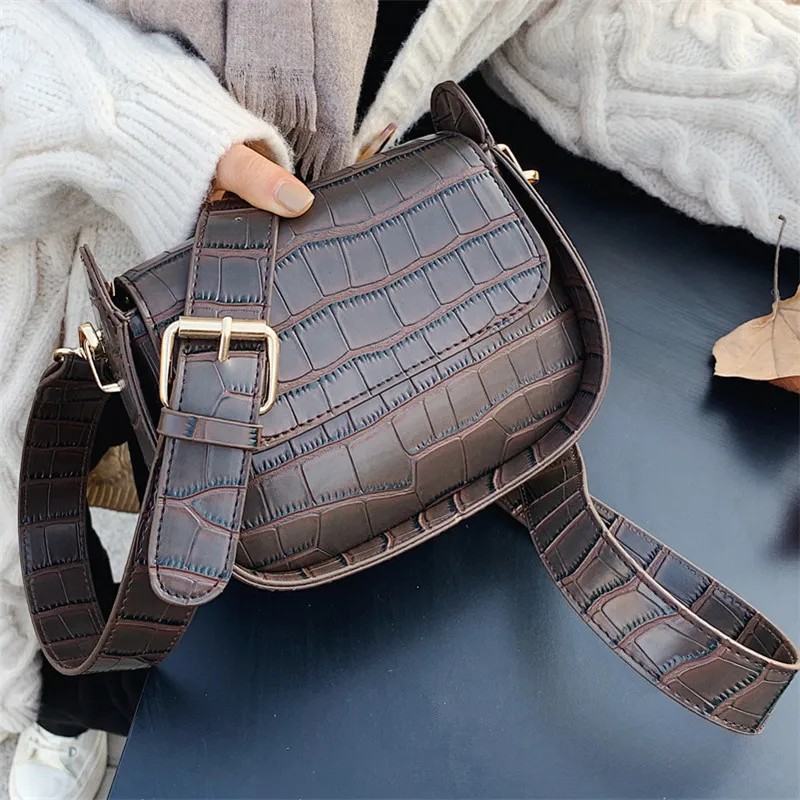 

Сумка-седло из искусственной кожи, с каменным узором, 2021