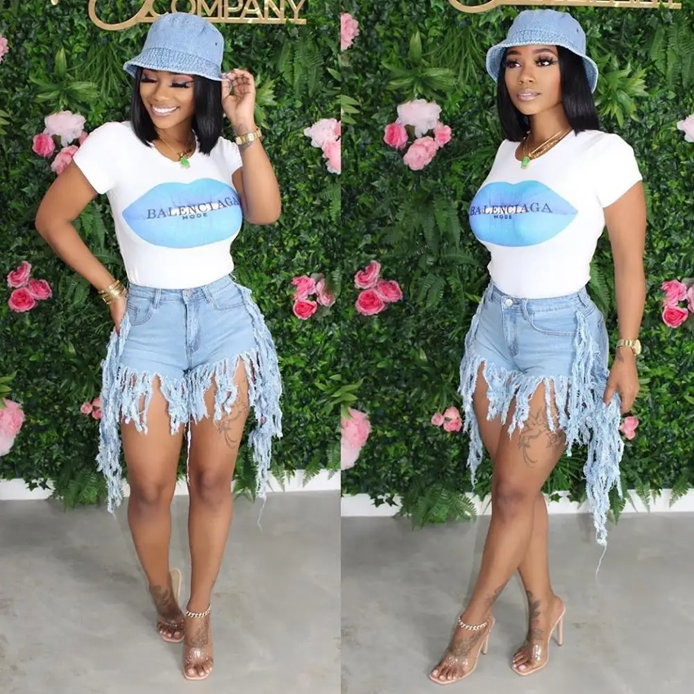 

Summer 2020 hot style factory direct selling fashion sexy pants nightclub street shorts fringed jeans