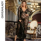 Ohyeahlady длинная ночная рубашка, Прозрачная кружевная отделка, пеньюар, сексуальная ночная рубашка, женское Прозрачное нижнее белье Camison Blanco, нижнее Белье для сна R80497