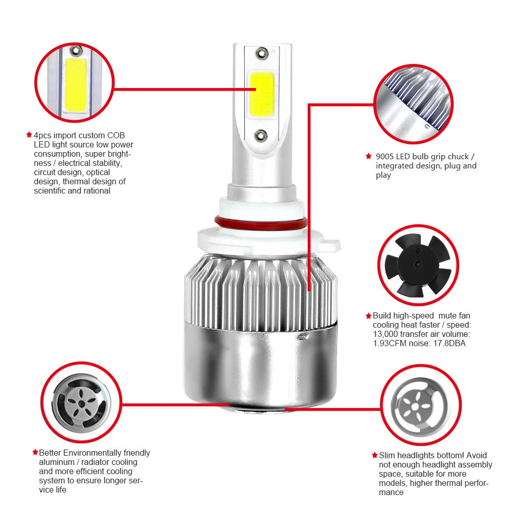 POPNOW H7 C6 Led H4 автомобильный головной светильник s 72w 7600lm Автомобильный светодиодный