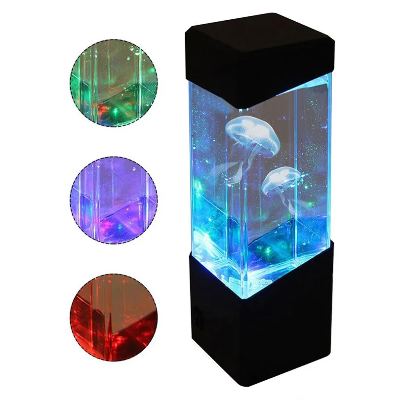 

USB Colorful Night Light LED Color Changing Jellyfish Light Home Atmosphere Desktop Simulation Jellyfish Light Personal Gifts