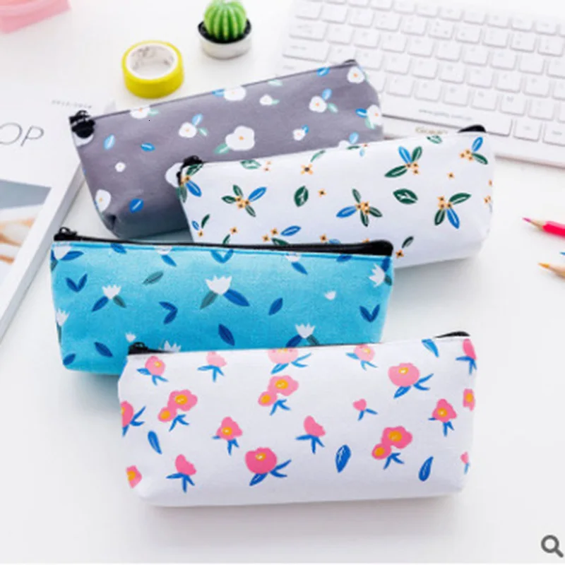 

Creative Colorful Pencil Case Cute Canvas Flower Pen Bag Box Pouch Kawaii Laege Capacity Pencilcase School Stationery 050025
