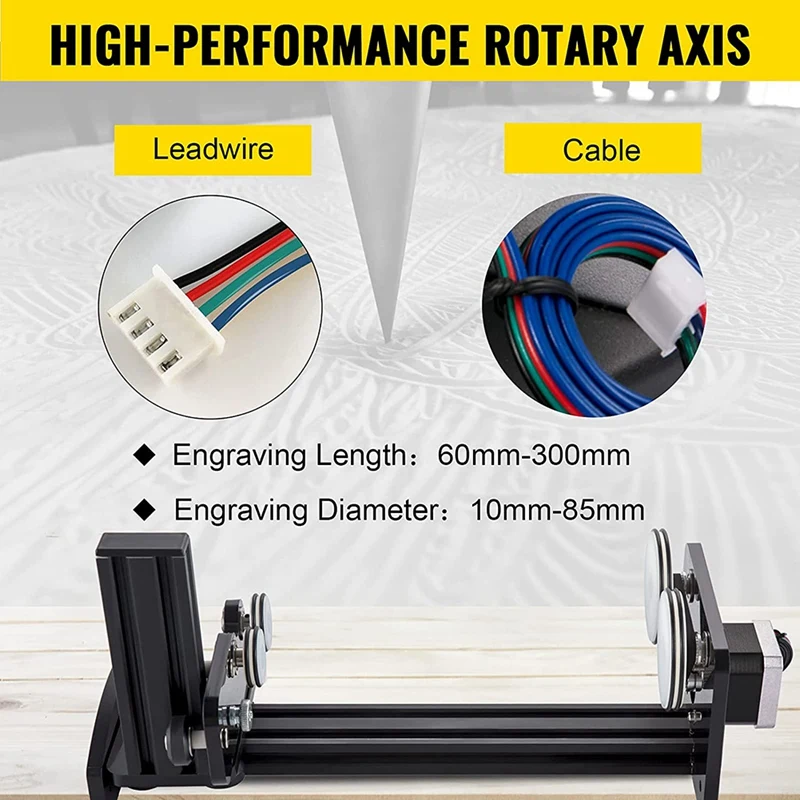 Rotary Axis Attachment,42 Stepper Motor Cutter Rotary,50 mm-350 mm Rotary Axis for Engraving Cutting Machine Spherical enlarge