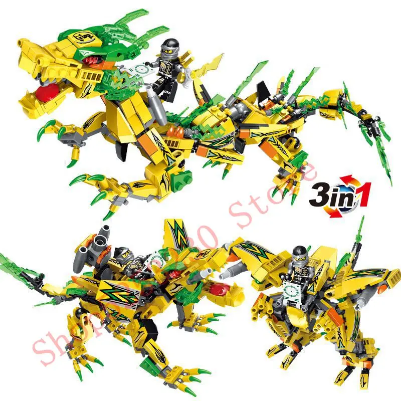 3 в 1 Ninjaly Дракон Рыцарь Модель Строительные блоки Совместимые legoingly Lloyd Kai Jay