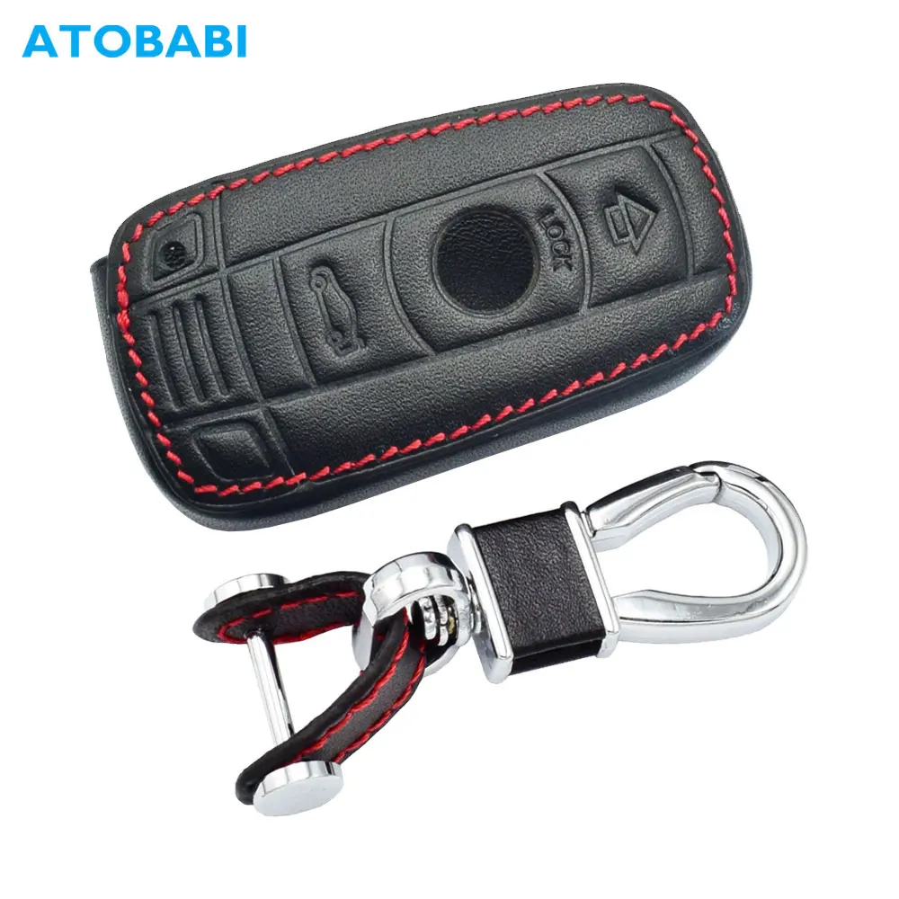 

Real Leather Car Key Cover Smart Remote Control Fob Protector Shell Case Keychain Holder For BMW 1 3 5 6 Series E90 E92 E93 525i