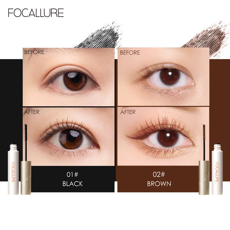 FOCALLURE 2 шт Водостойкая тушь для ресниц объем 3 мм микро-кисть заполненная волокном