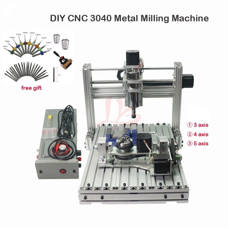 Mini CNC Engraving Milling Machine 3040 Metal 3/4/5axis Ball Screw Wood Carving Router USB Port