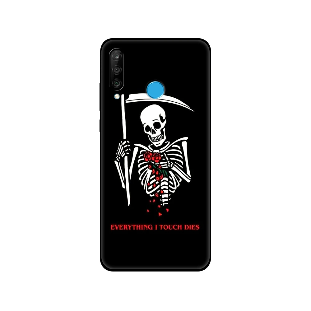 Black tpu Case For Huawei Honor 20 Lite 10 10i 20S 30S 30 7A 5.45 7s 7C 5.7 Cover Funny skull skeleton |