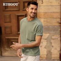 kuegou 2022 new clothing men t shirt short sleeve oversized tee summer streetwear loose tshirt high quality top plus size 8960