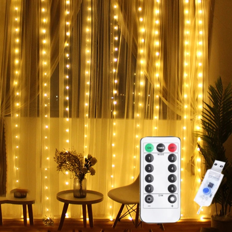 3M USB LED Шторы гирлянды Фея Рождественская гирлянда дистанционного Управление для