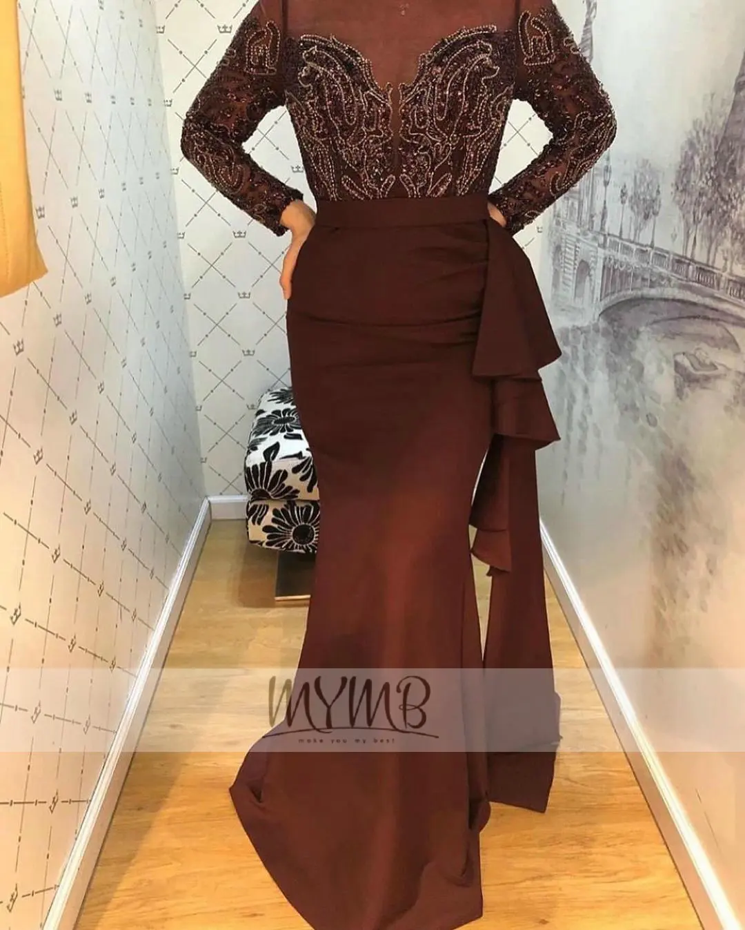 Скромное блестящее арабское мусульманское вечернее платье креп с длинным