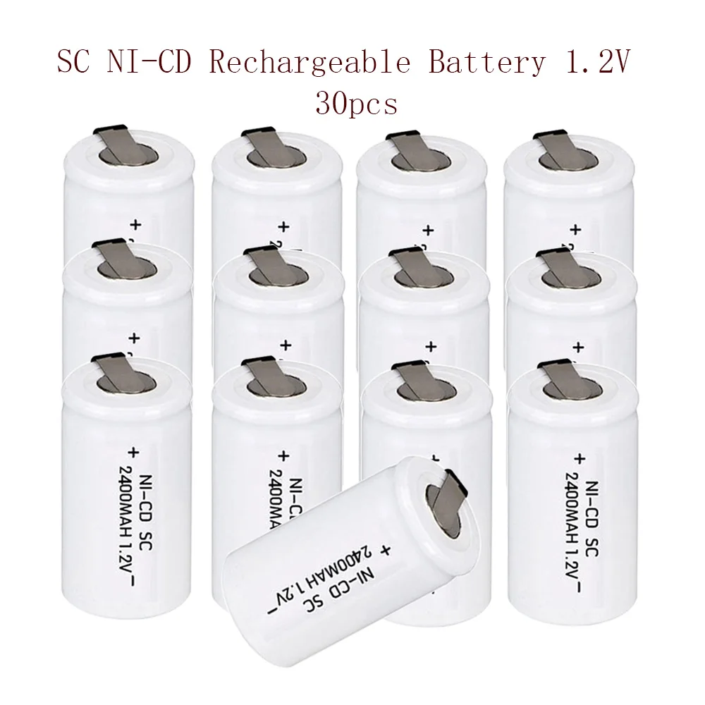 

SUB SC 2400mAh 30pcs S C 1.2V Sub C Ni-Cd Rechargeable Battey NiCd SUBC Cells Screwdriver Electric Drill Batteries Power Tool