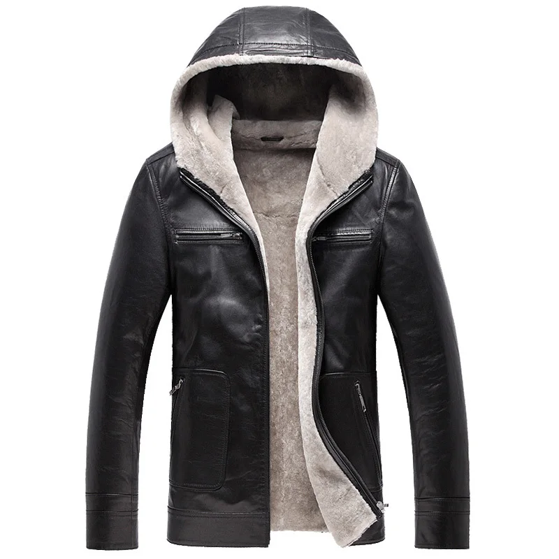 

Genuine Leather Jacket 100%Natural Wool Fur Warm Coat Winter Jacket Men Real Goatskin Jacket Chaqueta Hombre DXL1571 MY1589