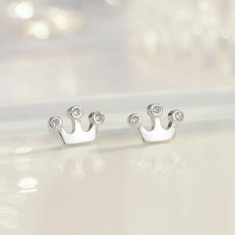 

Stud Earring New Hot Sell Trendy Super Shiny Zircon Crown 925 Sterling Silver Earrings for Women Wholesale Jewelry