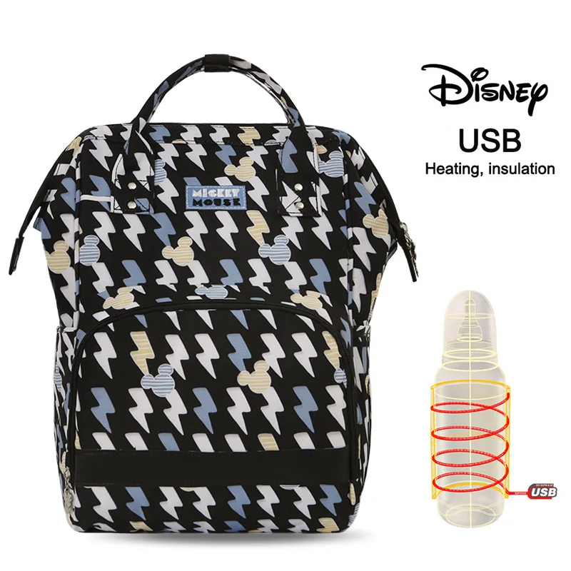 

Модный рюкзак Disney для подгузников, Вместительная дорожная сумка для мам с USB для ухода за детьми