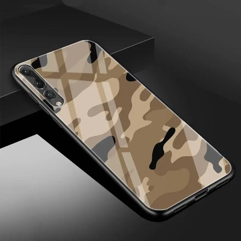 

Beautiful Camouflage Phone Case Tempered Glass For Huawei P9 10 10plus 20 20Pro 30mate9 10 20 20Pro Honor8X 9 10 V10 Nova3I 5