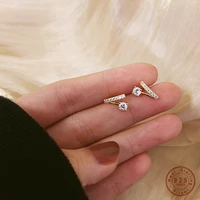 925 sterling silver plated 14k gold v shaped earrings korea exquisite small zircon earrings for women jewelry gift