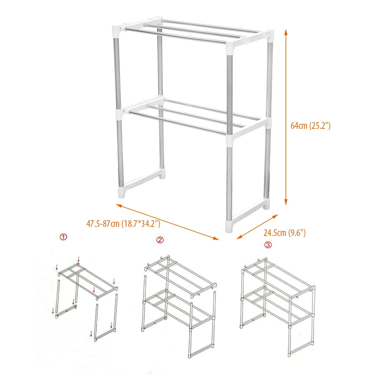 Stainless Steel Rack Kitchen Microwave Oven Storage Holder Shelf Standing Adjustable Multifunctional Home Bathroom rack | Дом и сад