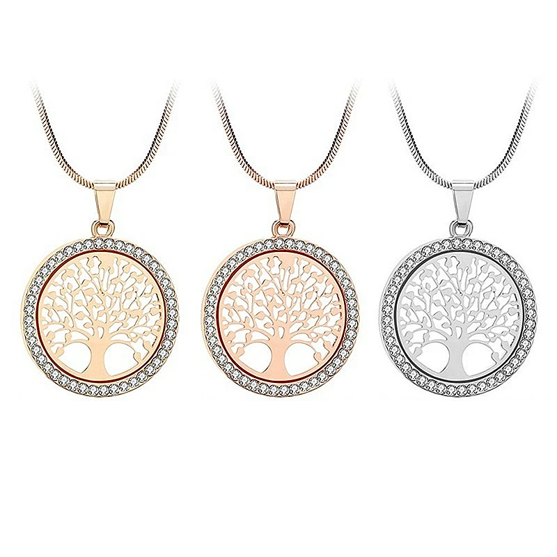 1 шт. Цепочки и ожерелья блеск Стиль Древо жизни Круглый Роза Золотая цепочка на