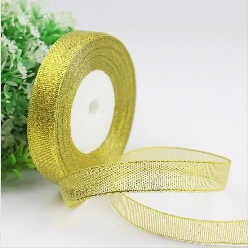 25 ярдов/рулон золотистые/Серебристые блестящие ленты|Ленты для шитья| |