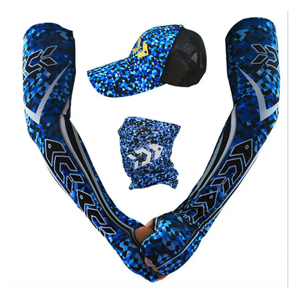 Mounchain Men Fishing Caps Arm Sleeve Headdress Sweat Absorption Sunshade Outdoor Sports Hat Set Warmer Sportswear Equipment | Спорт и