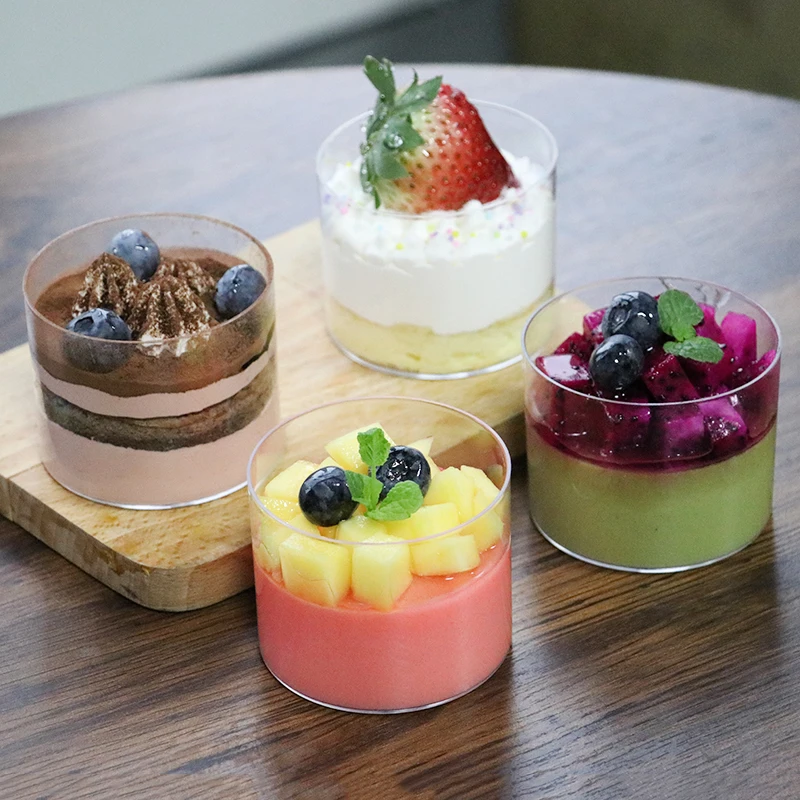 

25pcs High quality 200ml round mousse cup pudding cup cake dessert cup disposable hard plastic cup transparent ice cream cup