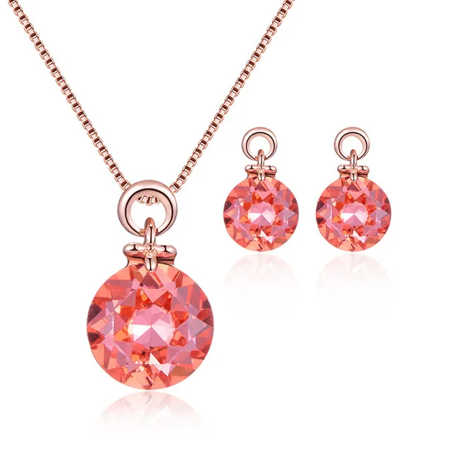 

Popular jewelry set alloy plating Crystal Necklace Earring Set Jewelry Set