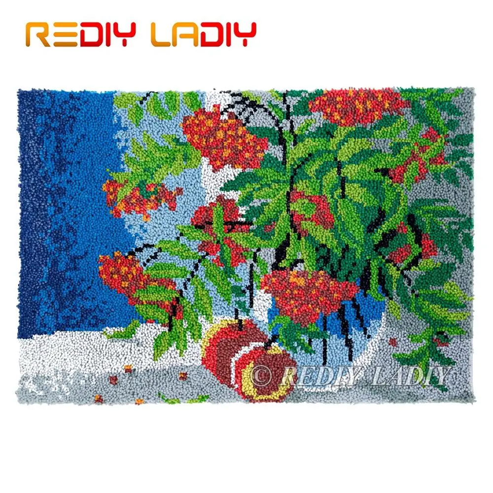 

Крюк с защелкой ковер натюрморт Вишня на не сужающемся книзу массивном гобелен с пряжей Наборы крючком Подушка Мат DIY ковер рукоделие Хобби ...