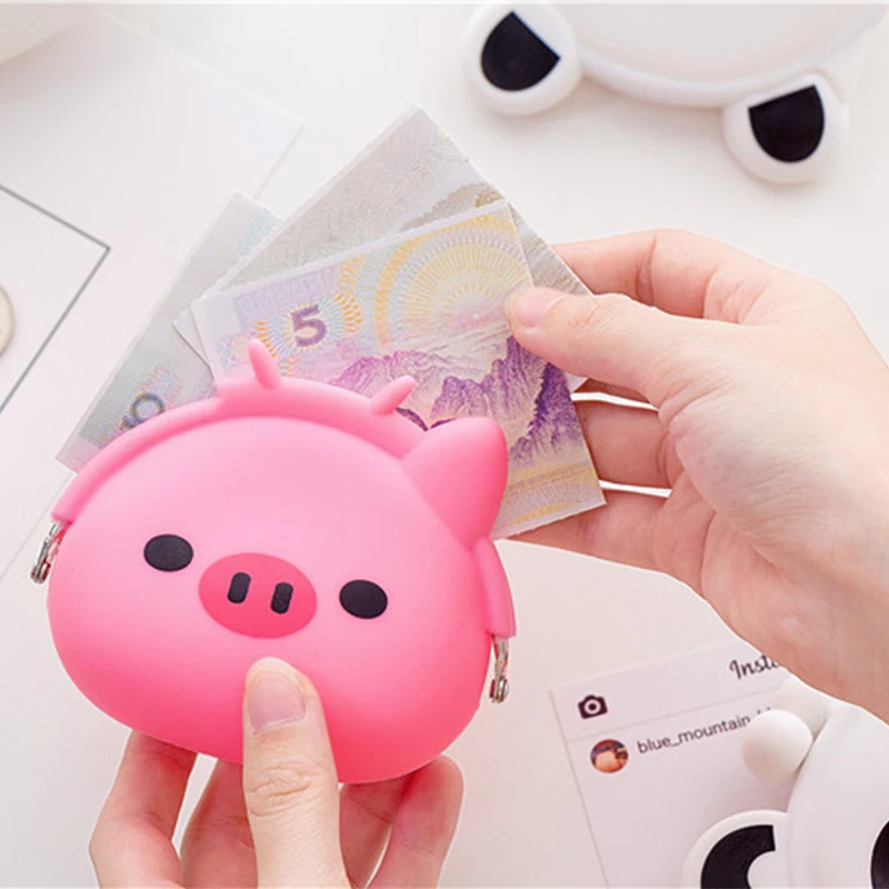 Мини мягкая силиконовая сумка для монет переносной кошелек с животными детей