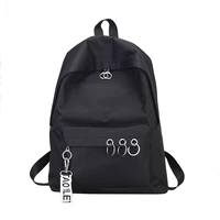 5pcslot korean style backpack women solid zipper metal ring decoration womens backpack knapsack