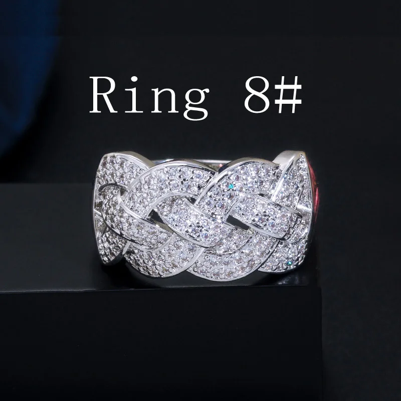 White Gold 8 Pera, кубический цирконий, женские золотые ювелирные изделия, большой массивный широкий браслет, браслет, кольцо, набор для роскошного свадебного костюма, аксессуары Z054 - Окраска металла: White Gold 8