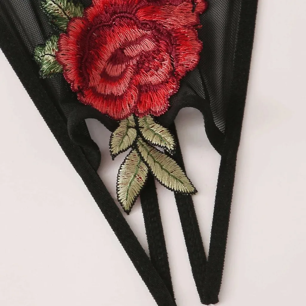 

Sexy Lingerie Set Women's Underwear Flower Embroidery Lace Bra Tops Panties See-Through Erotic Lingerie Underwear Set