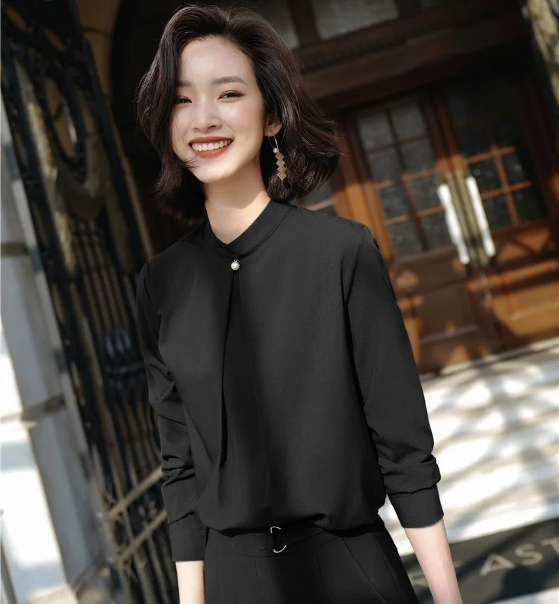 Женская блузка с длинным рукавом белая офисная одежда 2020 |