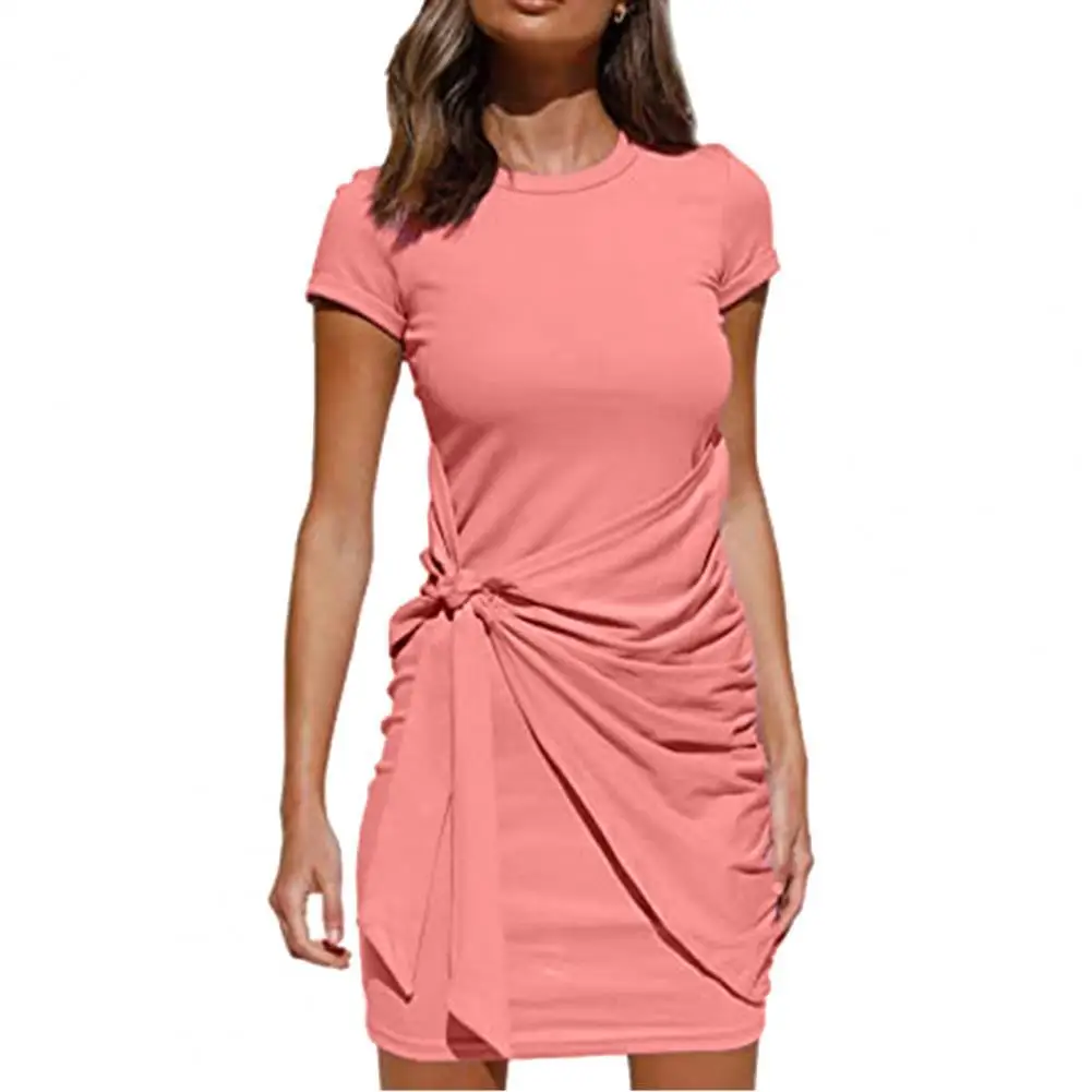 

2021 Summer Dresses for Women 2021 Loose Short Sleeve Solid Color Cotton Blend Sexy Dress Casual Woman Mini Sundress
