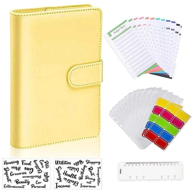 

A6 Notebook Binder Budget Planner Organizer 6 Ring Binder Cover,Binder Pockets,Expense Budget Sheets Sticking Ruler